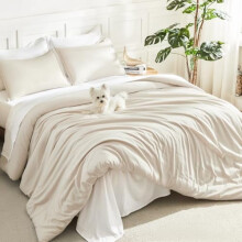 King Size Beige Comforter Set 3-Piece Lightweight Down