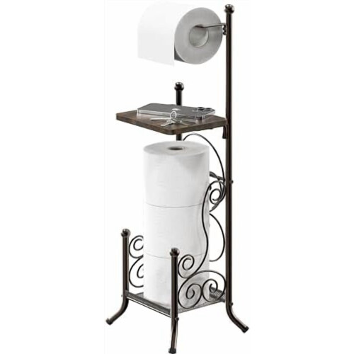 Toilettenpapierrollenhalter im englischen Stil mit Ablage, Bronze