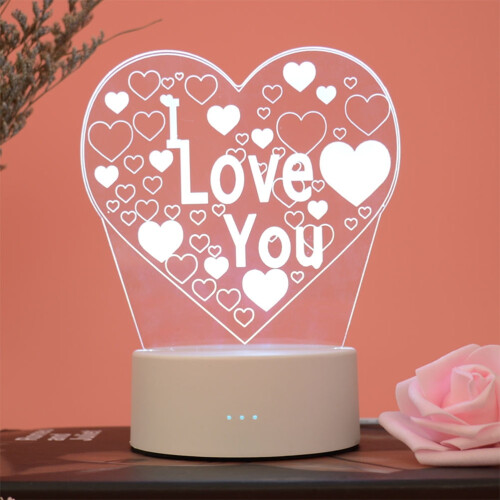 3D Λάμπα σε σχήμα καρδιάς Πολύχρωμα φώτα LED Αφής USB Νυχτερινό φως Επιτραπέζιο 1