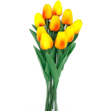 Blue Fake Tulips, 13" Real-Touch PU Artificial Flowers, 10-Pc Bouquet for Vase – Mother's Day, Easter, Valentine's Gifts