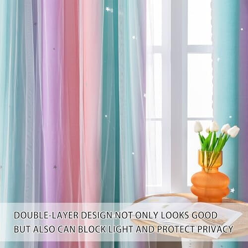 Cortinas opacas con estampado de estrellas para habitación infantil – 2 paneles, 1