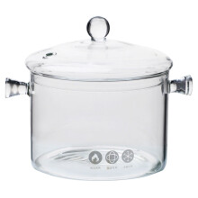 Pentola in vetro con coperchio, pentola in vetro trasparente resistente al calore con coperchio per uso domestico (6,3 x 5,91 x 5,91 pollici)