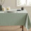Toalha de mesa retangular verde sálvia em linho e algodão, impermeável e resistente a manchas, textura em forma de estrela cruzada, estilo 6