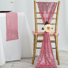 BalsaCircle Rosa Extra Paljett Stolsbåge Bröllopsfestdekorationer