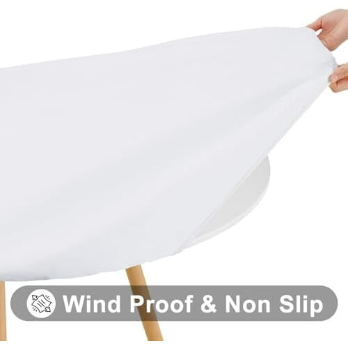 Round Waterproof Tablecloth with Flannel Back and Elastic 2