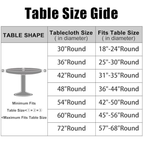 Round Elastic Tablecloth 36-44 in, Vinyl with Flannel Back 1