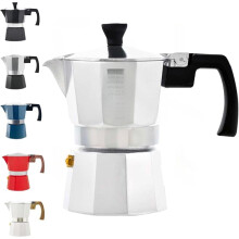 Caffettiera moka Milano per piani cottura a induzione, elettrici e a gas, lavabile in lavastoviglie, capacità 6 tazze, colore nero.
