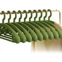 Extra dicker Kunststoffkleiderbügel, breite Schulter, 360 drehbar, rutschfest, grün, 10er-Packung