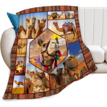 Niedliche, lustige afrikanische Kamel-Kuscheldecke, ultraweiches Fleece, 127 x 102 cm, für Kinder, Jugendliche und Erwachsene – passend zu