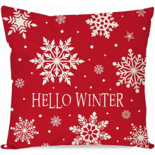 Kerstkussenhoes met sneeuwvlokkenmotief, 18x18 inch, rood en wit, decoratie voor binnen en buiten – geschikt voor standaard kussens.