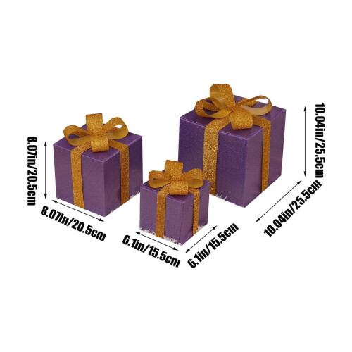 Conjunto de 3 caixas de presente de Natal iluminadas 1