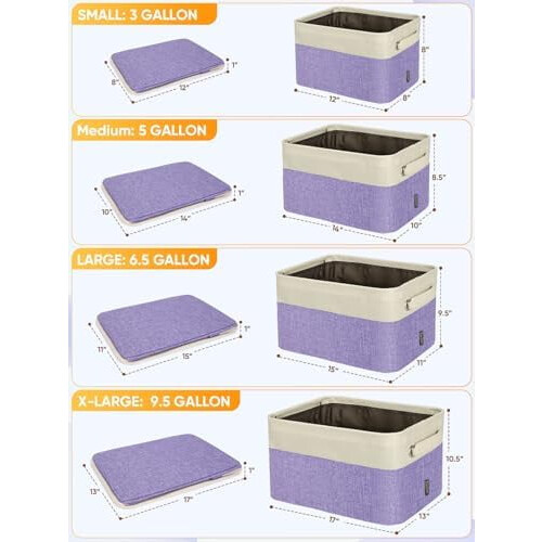 Conjunto de 2 Cestos Organizadores em Tecido de Linho 15x11x9,5 polegadas 1