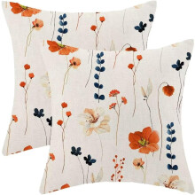 Leinen-Kissenbezüge mit Blumenmuster, 45 x 45 cm, 2er-Set