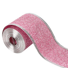 2 inch x 90 yards kerstlint met draadversteviging, multifunctioneel roze, voor doe-het-zelf kerstdecoratie