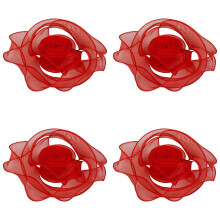 rollen rood chiffonlint met draadversteviging, 3,8 cm breed x 9 meter lang – transparant organza lint met visstaartvorm voor cadeaus en bloemen.