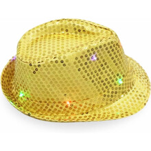 LED-hoed, lichtgevende jazzhoed met LED-verlichting, unisex fedora-hoed met pailletten en verlichting voor mannen en vrouwen