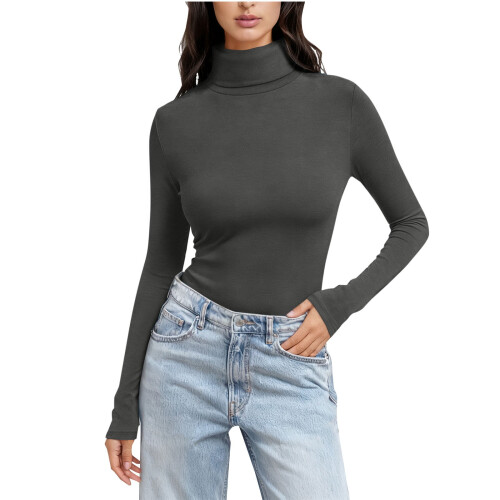 Women's Winter Mock Turtleneck Thermal Top Fleece-Lined 1