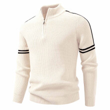 Pull de Noël zippé pour homme, col montant, en maille chaude et douce – Parfait pour les fêtes de fin d'année