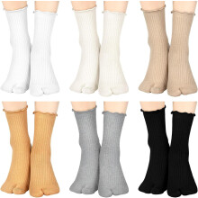Lot de 6 paires de chaussettes à orteils séparés, chaussettes à volants en coton Tabi pour hommes et femmes