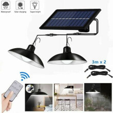 Wasserdichter Solar-Kronleuchter mit 2 Leuchtenköpfen, 3 m Kabel und weißem Licht