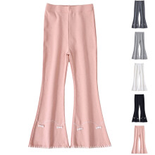 Girls' Flare Leggings with Bow, Fleece-Lined, Cuffed Hem, Elastic Waist – Warm & Stretchy Fall/Winter Pants (1–14 Years)