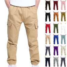 4-13 år gutter og jenter barn sports cargo bukser stretch elastisk midje skole barn twill joggebukser hvit 13 år