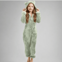 Tutina con cappuccio e orecchie in pile di flanella per bambini, 4-5 anni