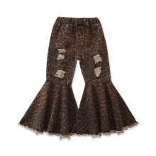 Kids Pants Spring Autumn Girls' 2025 Casual All-match Jeans Flared Pants Trousers Brown
