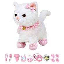 Peluche interattivo a forma di gatto con guinzaglio a distanza, che cammina, abbaia, scodinzola e annuisce, include accessori da cucciolo,