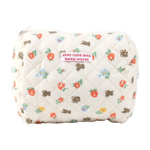Opruiming! Grote make-uptas, schattige cosmetische tas, katoenen make-uptasje, gewatteerd etui, bloemenprint reistasje voor dames en meisjes, preppy