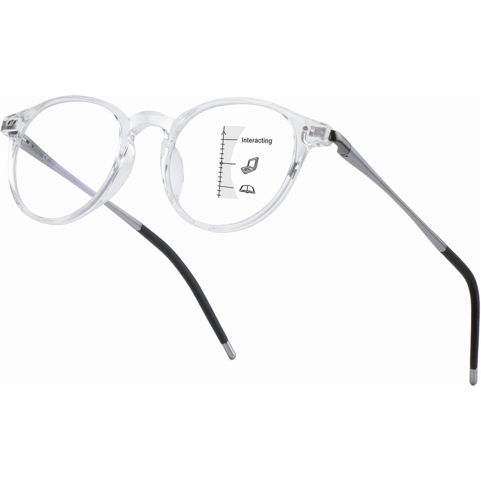 Ultralight Round Progressive Reading Glasses 2.5D Gray