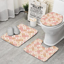 Set di 3 tappeti da bagno Pioneer Flower con stampa floreale, copriwater, tappetini da bagno assorbenti antiscivolo con tappeto sagomato a U