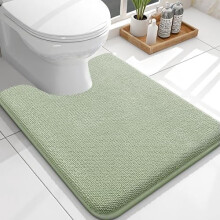 Tappeto per WC a forma di U, 24x20 cm, in memory foam, assorbente e antiscivolo, verde salvia – Compatibile con WC standard
