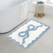 Tappeto da bagno di lusso in peluche con fiocco, super assorbente e antiscivolo, in morbida microfibra, ad asciugatura rapida, con bordi smerlati,