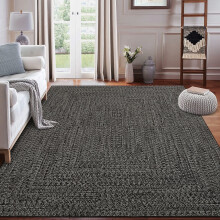 Tapete trançado estampado de 1,20 m x 1,80 m, lavável à máquina, antiderrapante, de pelo baixo, para uso interno em quartos, salas de estar e