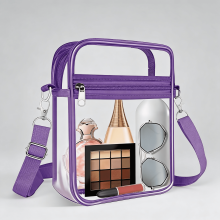 Doorzichtige tas, goedgekeurd voor het stadion, doorzichtige crossbodytas met verstelbare schouderband voor dames, met voorvak.