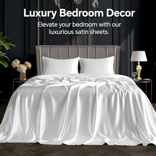Satin Queen Sheet Set 4pcs, Soft OEKO-TEX Certified 1