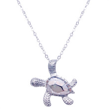 Collana con ciondolo a forma di tartaruga marina per uomo e donna, catena a maglie placcata in argento, gioiello a tema animale.