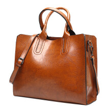 Dames leren handtas met afneembare riem, vintage crossbody schoudertas met meerdere binnenvakken, tote onderarmtas, bruin