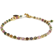 Verstelbare armband voor dames met mini-kralen van 3 mm en natuurlijke edelstenen, een energie-edelsteen hanger, een ideaal verjaardagscadeau (7,1