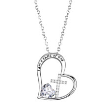 Collana con ciondolo a cuore e pietra portafortuna per donna, elegante gioiello regalo per matrimonio, battesimo, compleanno, in bianco