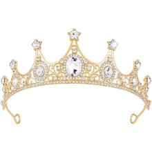 Goldene Kristall-Prinzessinnen-Tiara für Damen – Strass-Königinnen-Haarreif, Hochzeit, Braut, Geburtstag, Abschlussball, Schönheitswettbewerb,