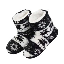 Chaussons de Noël duveteux à motif cerf pour femmes et filles – Doublure polaire thermique, semelle antidérapante, intérieur/extérieur,