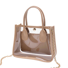 Crossbodytassen voor dames, handtassen, shoppers, transparante schoudertas, modieuze tas met kettingriem en handvat, schattige doorzichtige shopper.