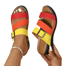 Sandali da donna, sandali eleganti da donna, sandali piatti da donna, ciabatte alla moda in morbida pelle per l'estate, giallo7