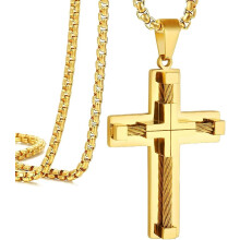 Collana con ciondolo a croce da uomo, Gesù Cristo, acciaio inossidabile 316L, catena da 20 a 28 pollici, gioielli religiosi con