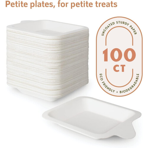 Pratos de Papel Pequenos Midland Products 4 Polegadas - Pratos de Sobremesa de Papel Biodegradáveis de 4 Polegadas | Branco (Branco - 100) 1