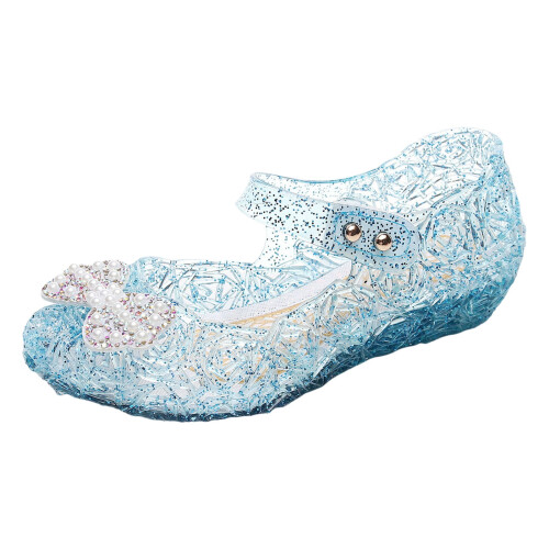 Κοριτσίστικα σανδάλια με κλειστά δάχτυλα, χωρίς μαλακή σόλα, με γκλίτερ, φιόγκο