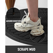 Halbrunde Fußmatte für den Innen- und Außenbereich – Rutschfeste Gummimatte zum Auffangen von Schmutz an Pfoten und Schuhen, Schwarz, 43 x 76