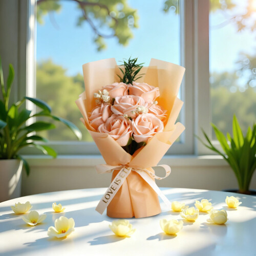 Artificial Roses Beige Long Stem 12 pcs 1